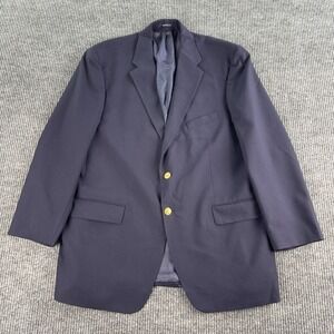 Vintage Polo University Club Blazer 48 L Navy Wool Gold Button Logo Ralph Lauren